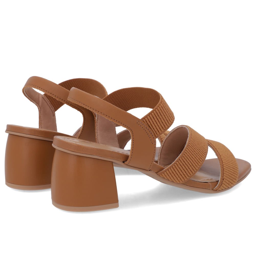 Sandália Salto Bloco Tiras Elástico Marrom Marrom 3
