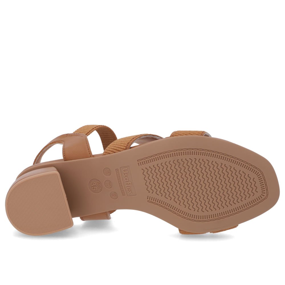 Sandália Salto Bloco Tiras Elástico Marrom Marrom 5