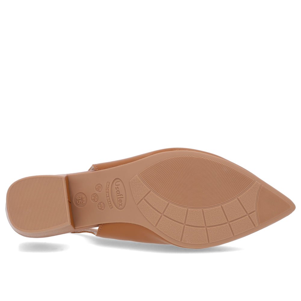 Slingback Marrom Salto Bloco Couro Bico Fino Marrom 5