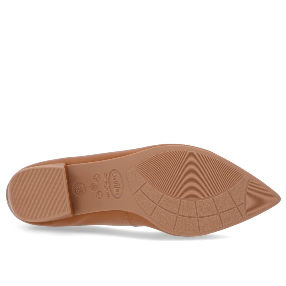 Scarpin Bico Fino Couro Marrom Salto Bloco Marrom 5