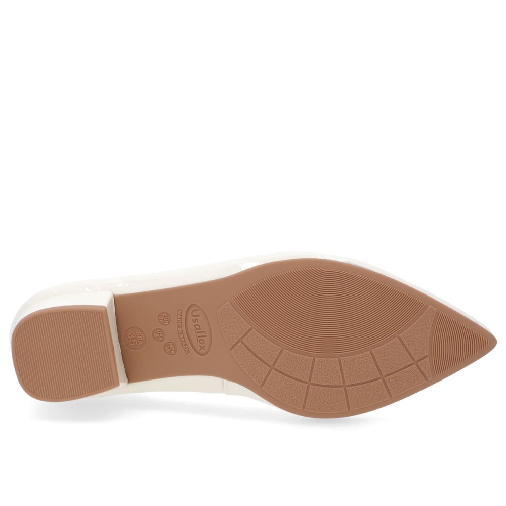Scarpin Bico Fino Verniz Branco Salto Bloco Branco 5