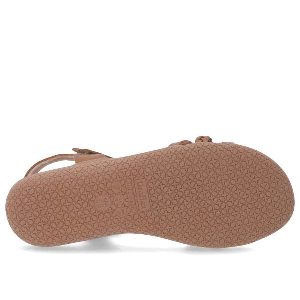 Sandália Salto Baixo Tiras Couro Marrom Fecho-Flex Marrom 5