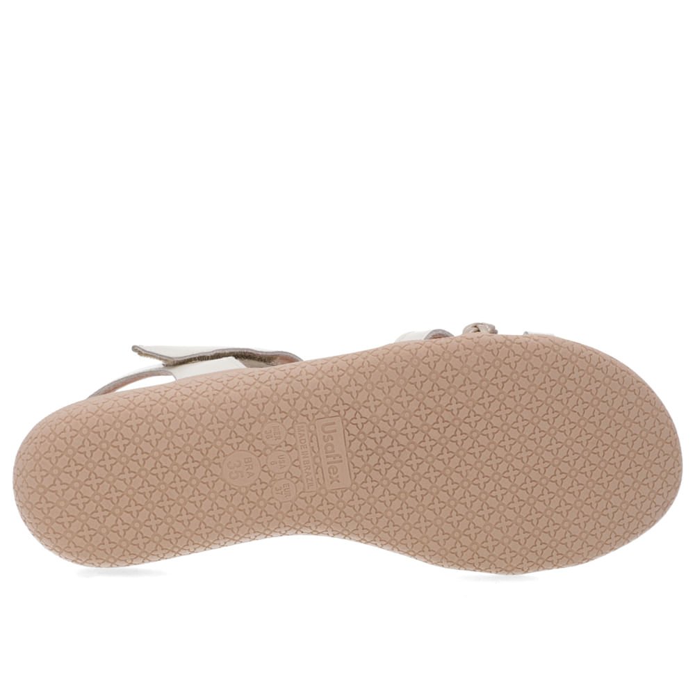 Sandália Salto Baixo Tiras Couro Branca Fecho-Flex Branco 5