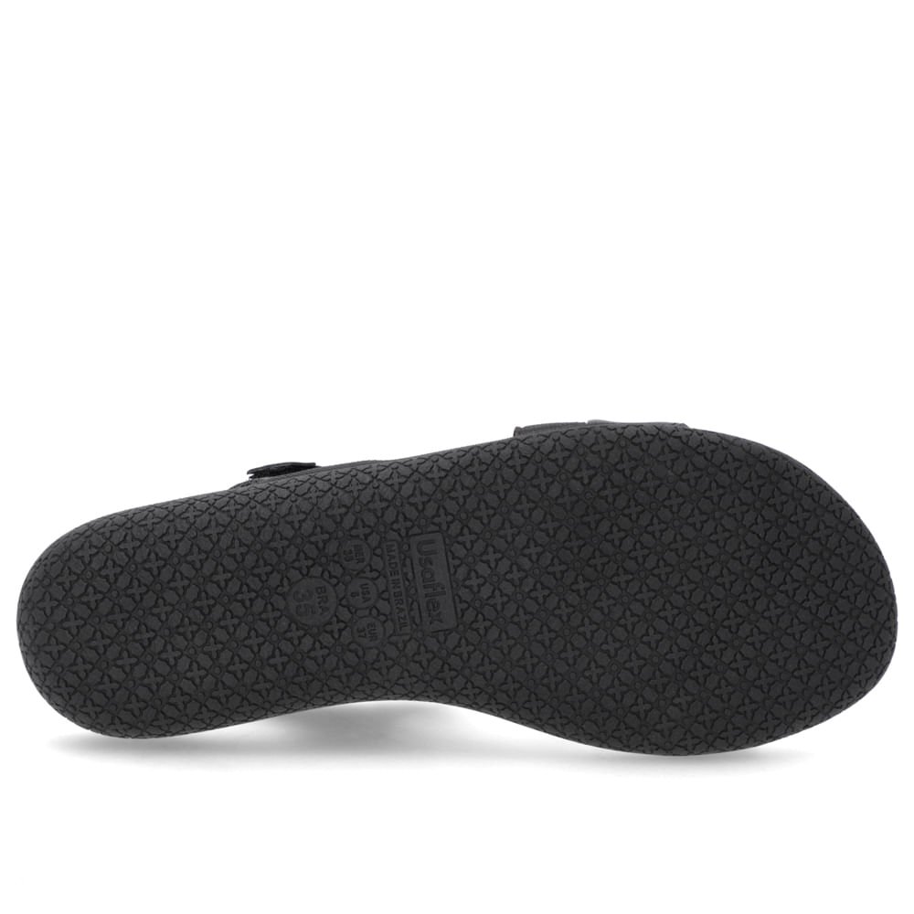 Sandália Couro Preta Detalhe Elástico Fecho-Flex Preto 5