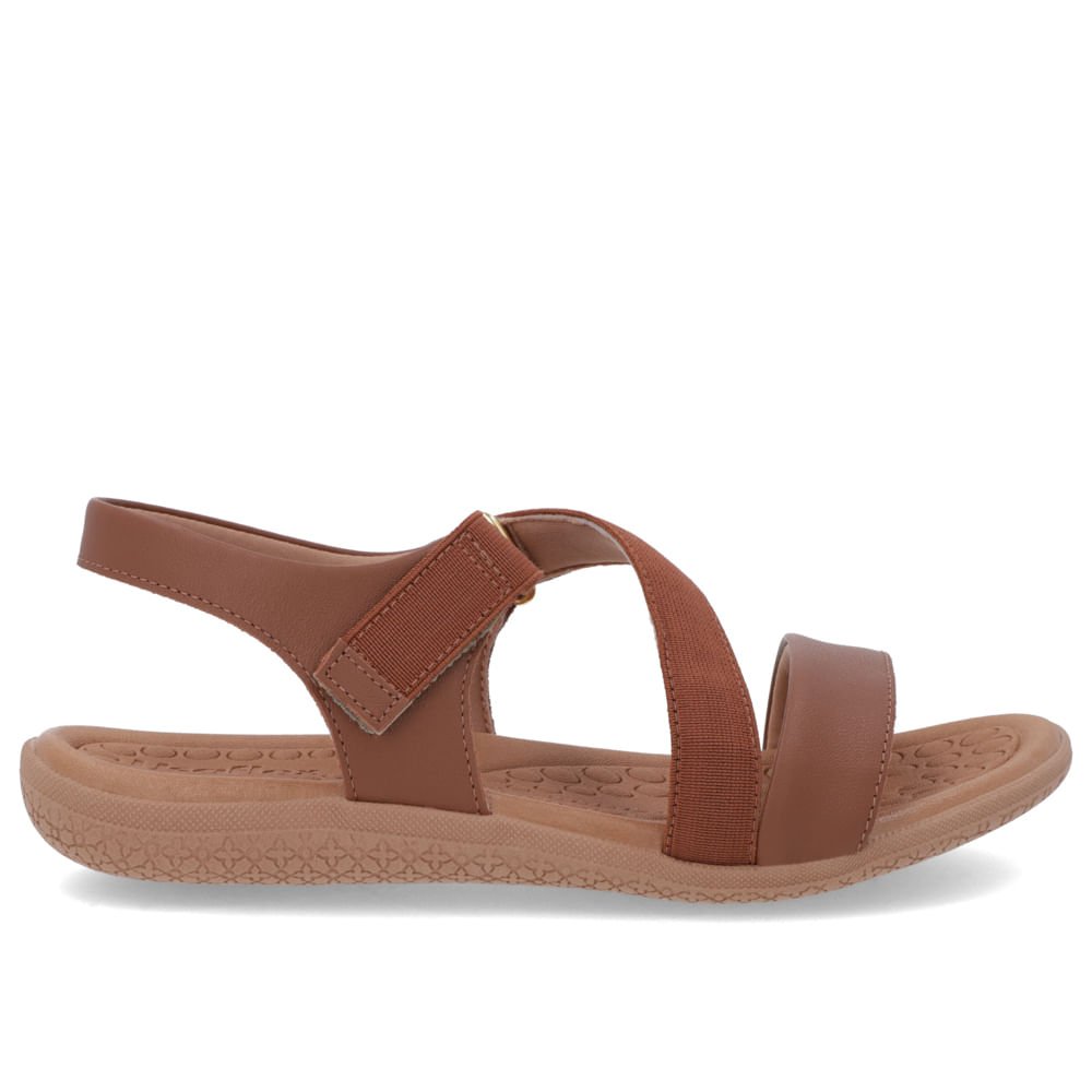 Sandália Couro Marrom Detalhe Elástico Fecho-Flex Marrom 1