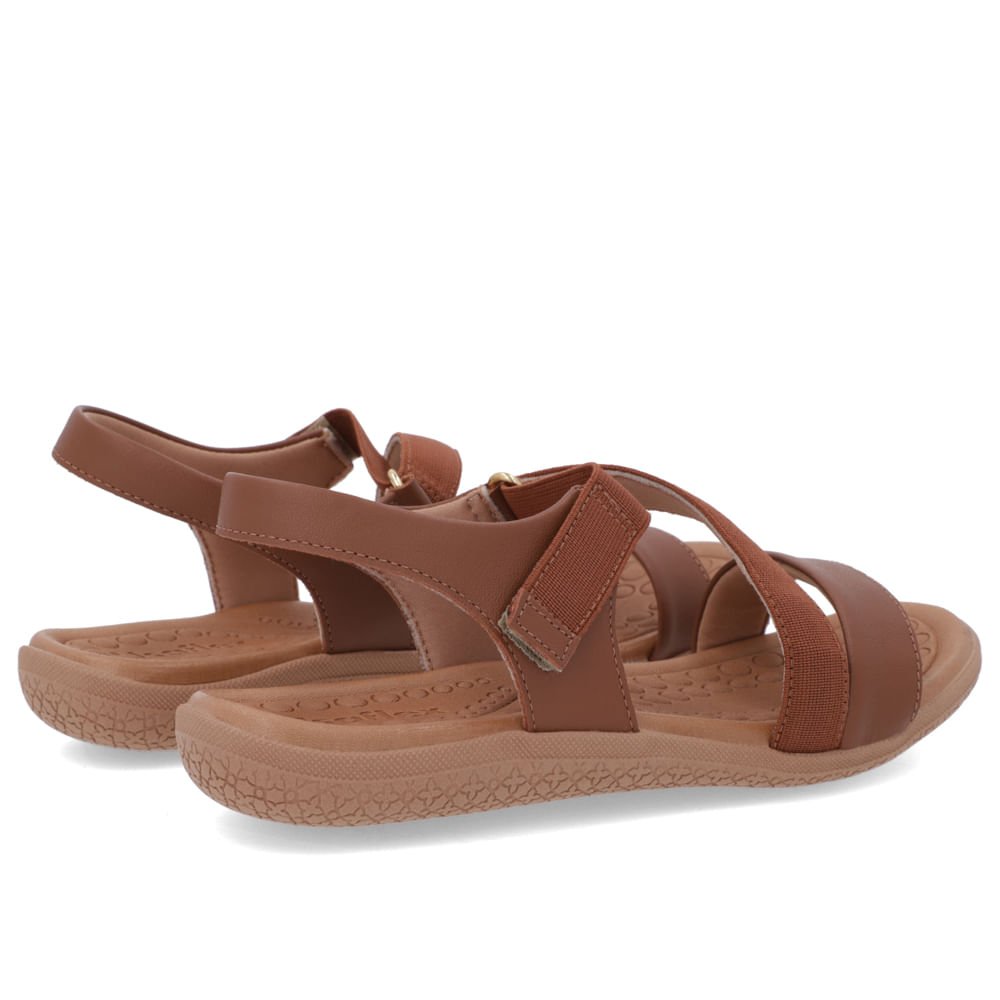 Sandália Couro Marrom Detalhe Elástico Fecho-Flex Marrom 3