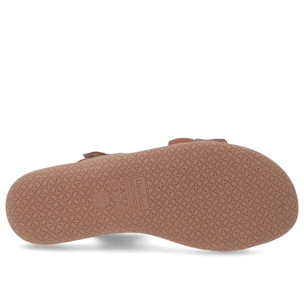 Sandália Couro Marrom Detalhe Elástico Fecho-Flex Marrom 5