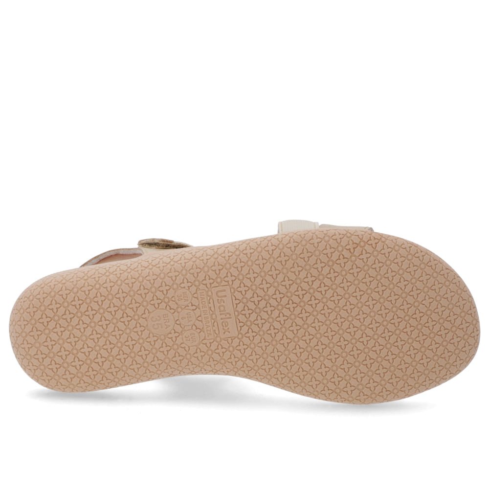 Sandália Couro Dourado Detalhe Elástico Fecho-Flex Dourado 5