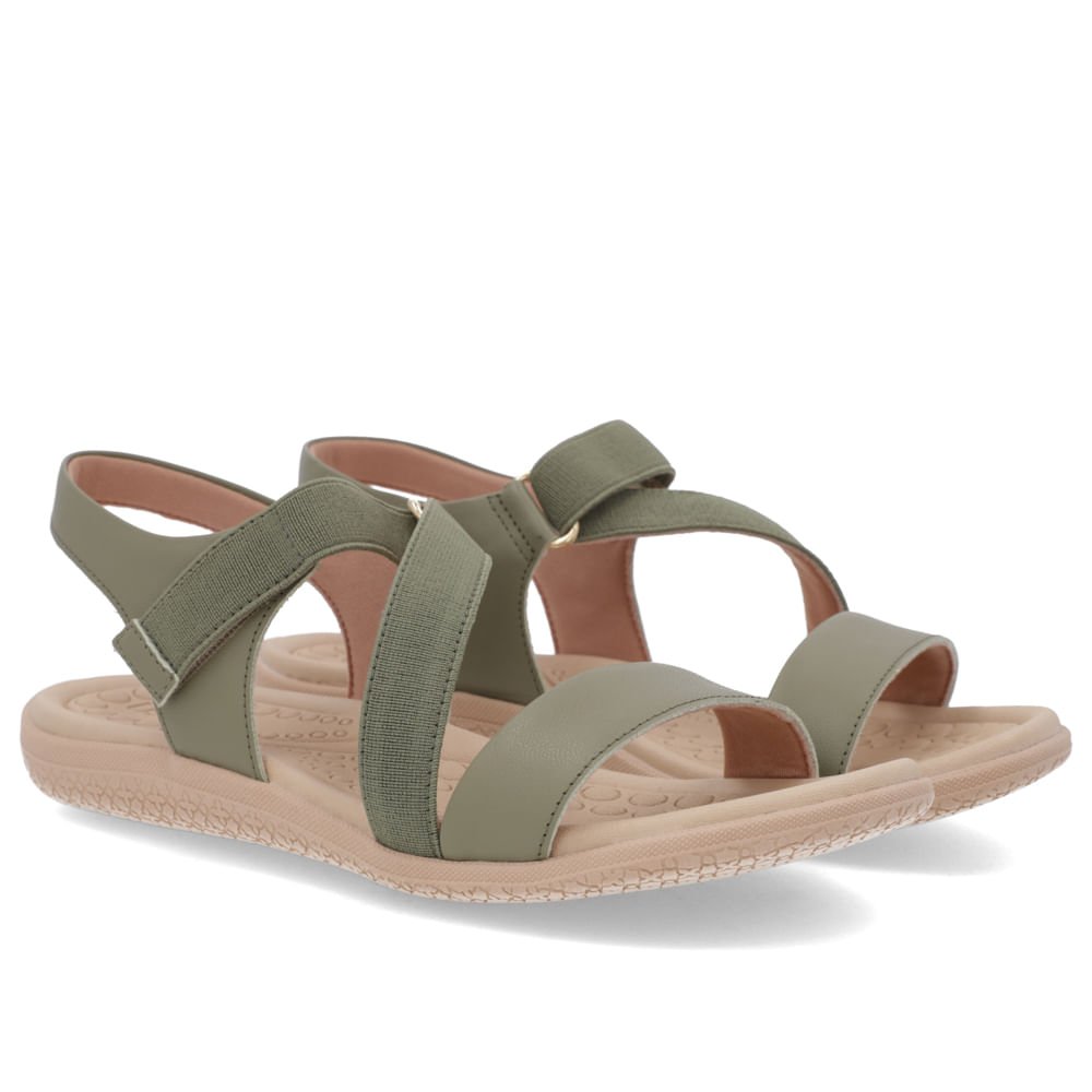 Sandália Couro Verde Detalhe Elástico Fecho-Flex Verde 2