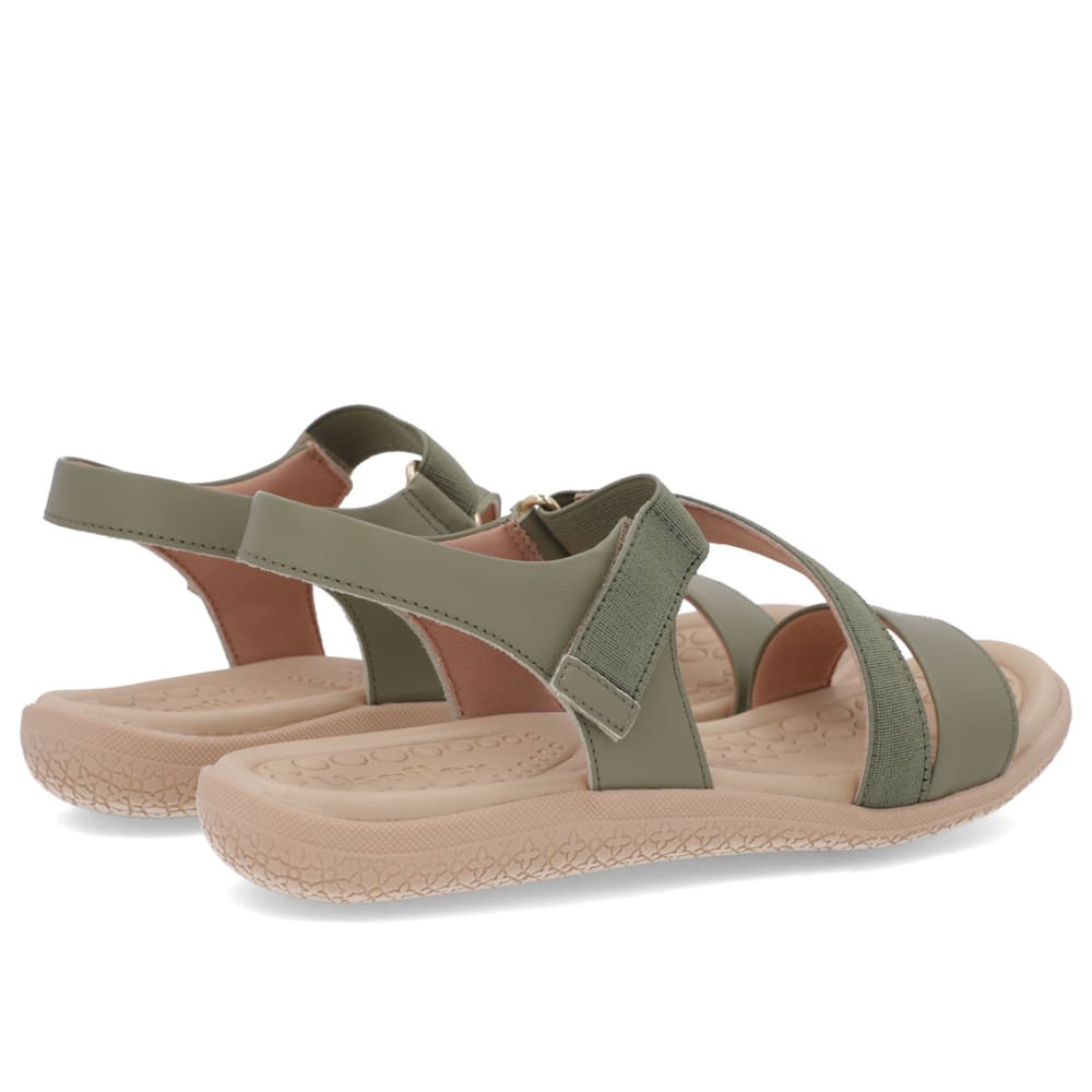 Sandália Couro Verde Detalhe Elástico Fecho-Flex Verde 3