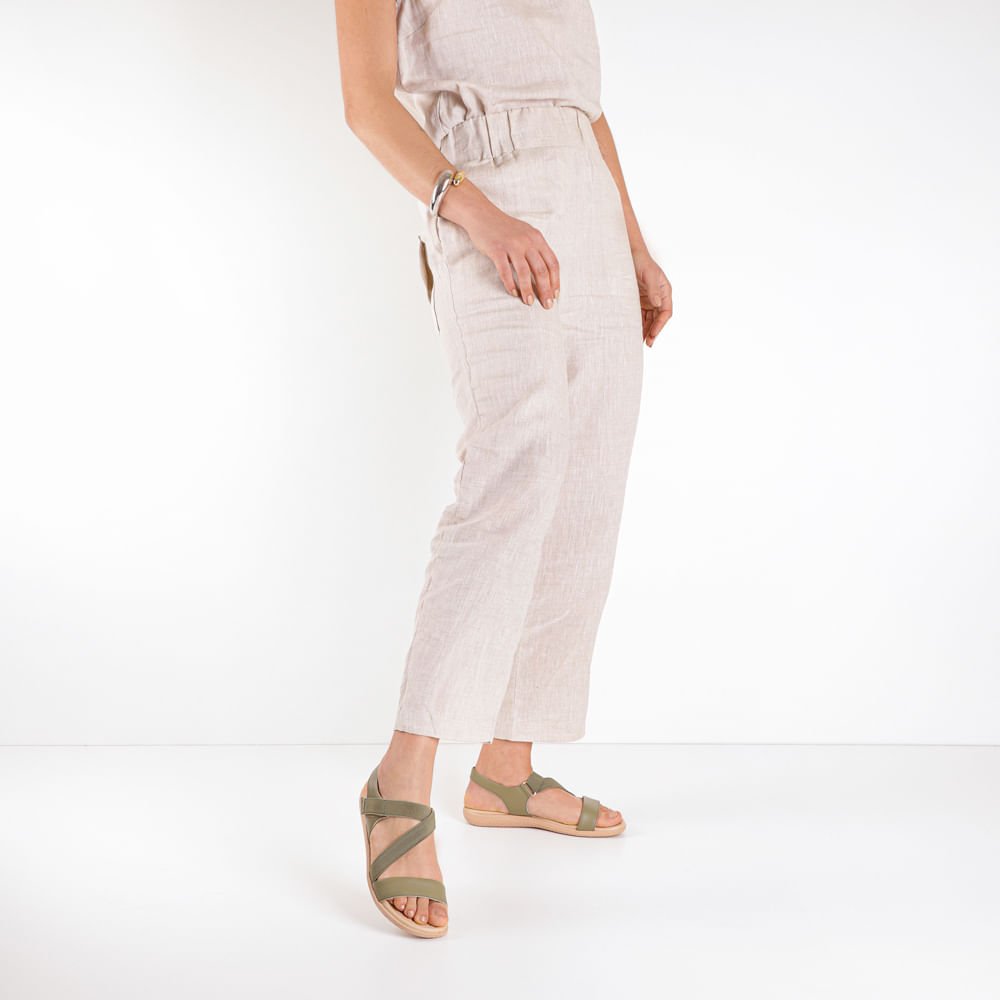 Sandália Couro Verde Detalhe Elástico Fecho-Flex Verde 4