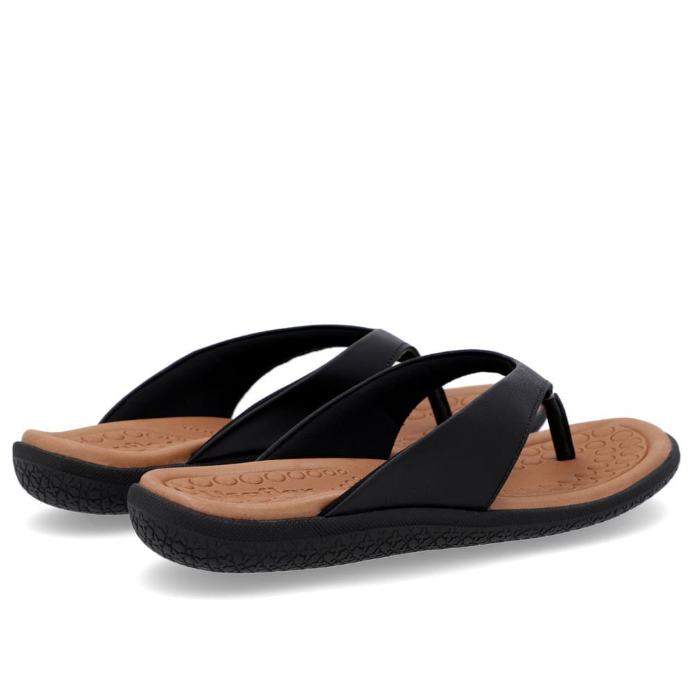 Chinelo Básico Couro Preto Liso Preto 3