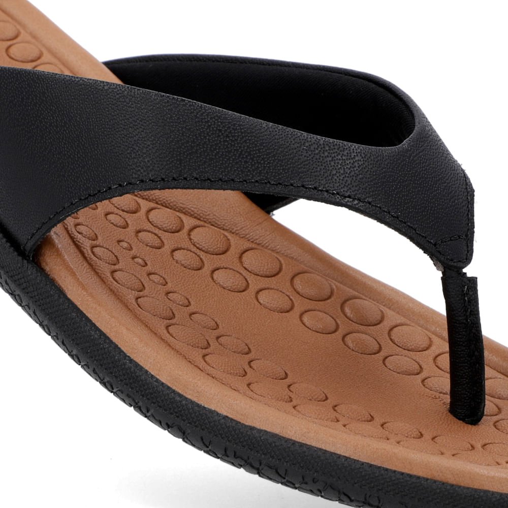 Chinelo Básico Couro Preto Liso Preto 4
