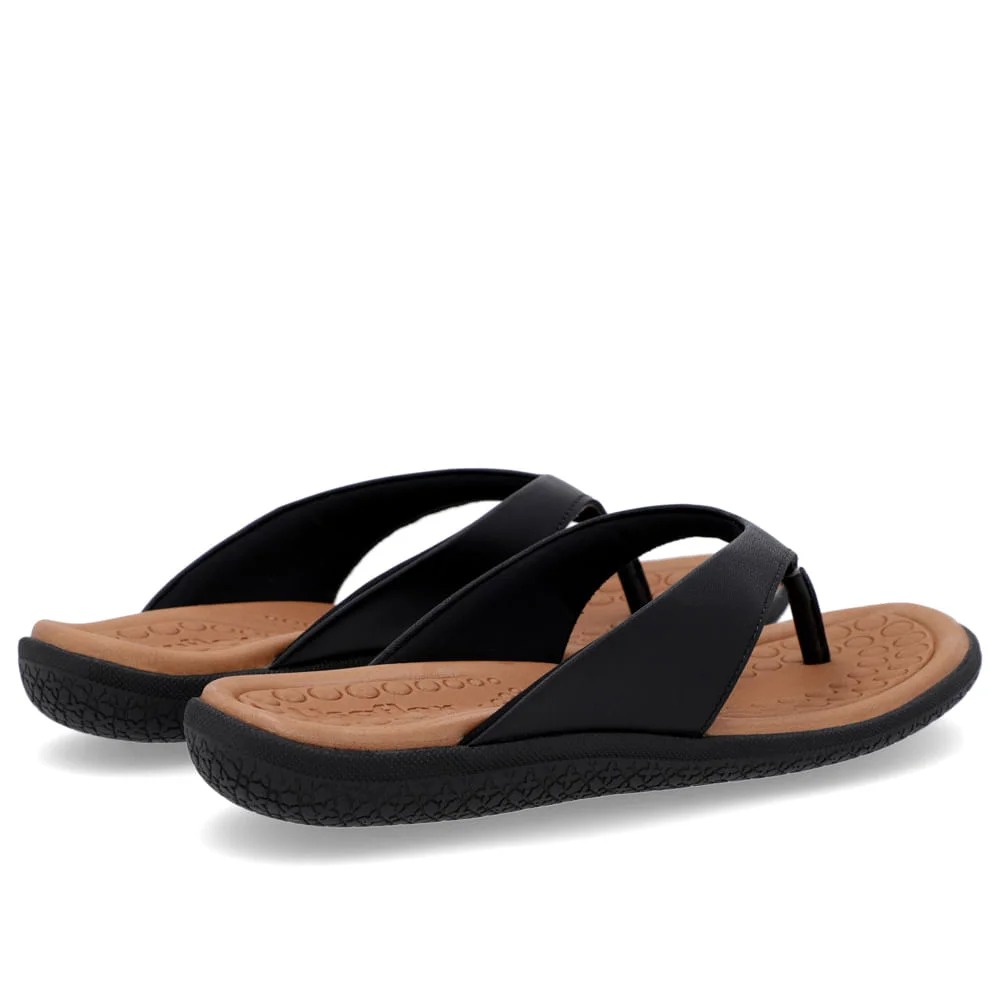 Chinelo Básico Couro Preto Liso Preto 3