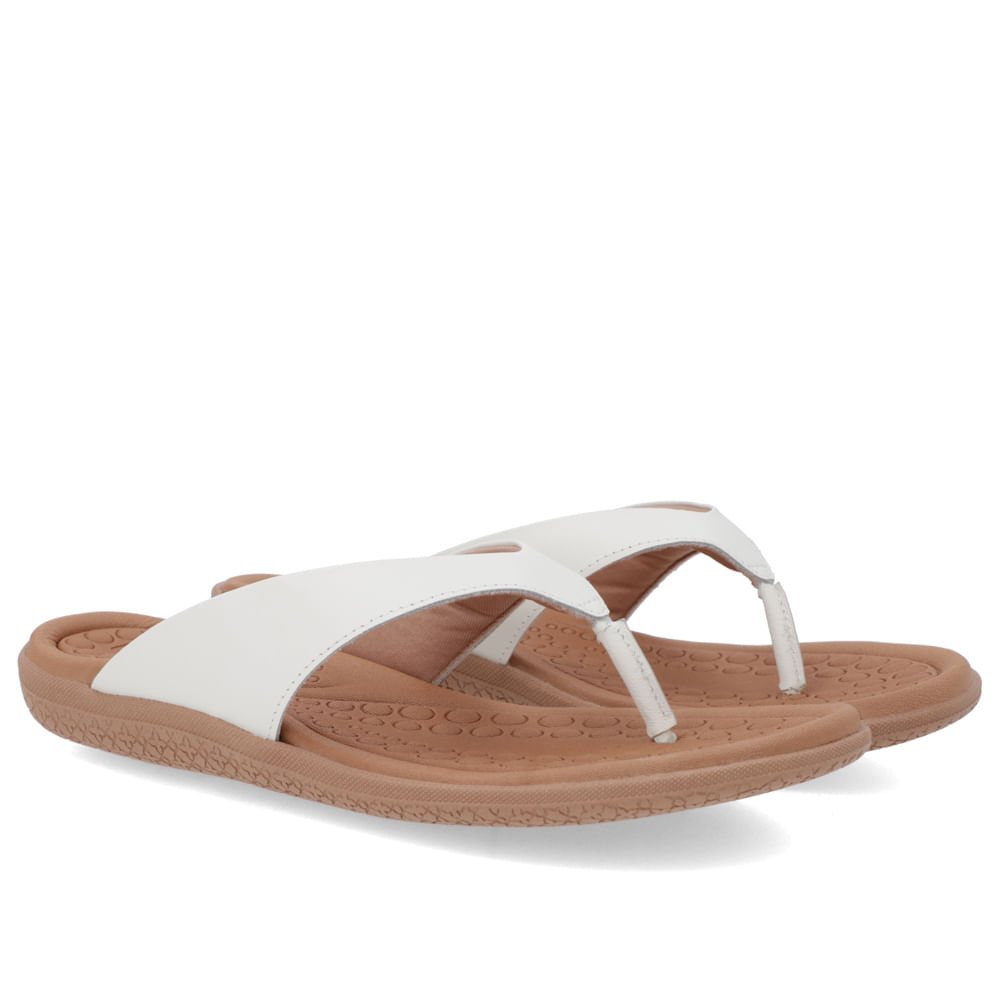 Chinelo Básico Couro Branco Liso Branco 2