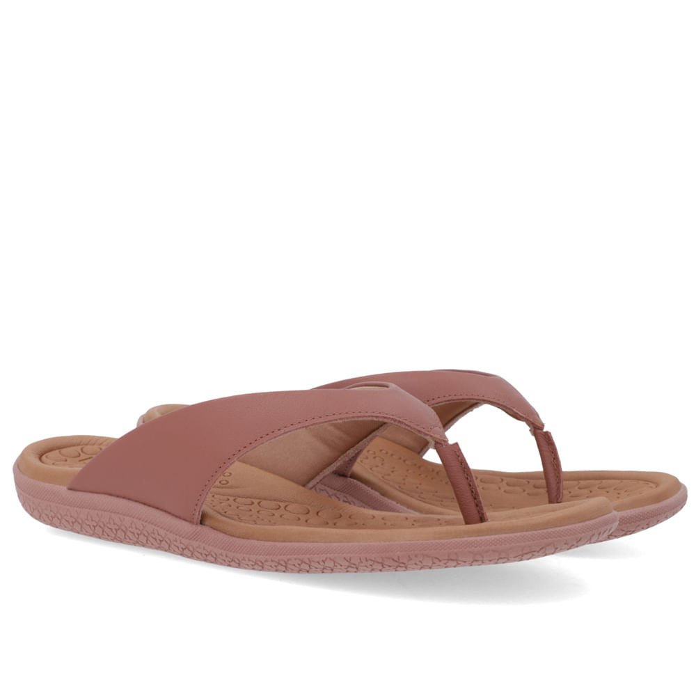 Chinelo Básico Couro Rosa Liso Marrom 2