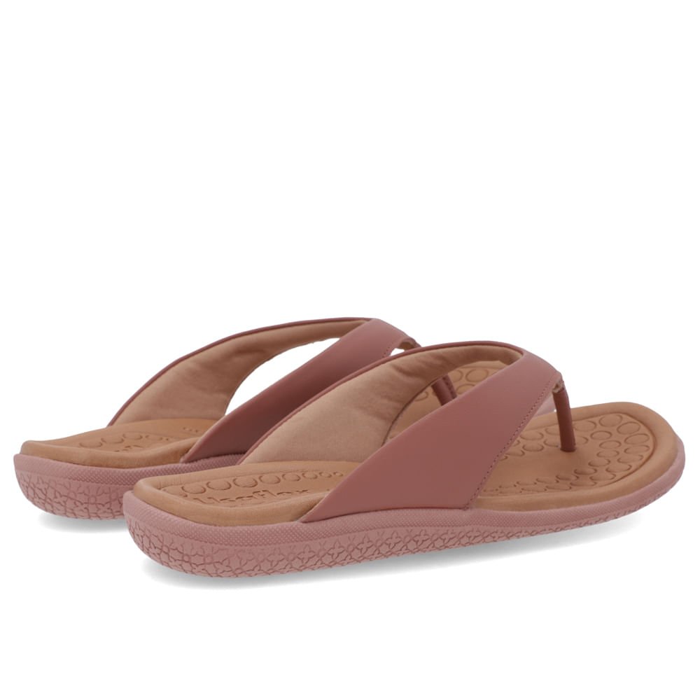 Chinelo Básico Couro Rosa Liso Marrom 3