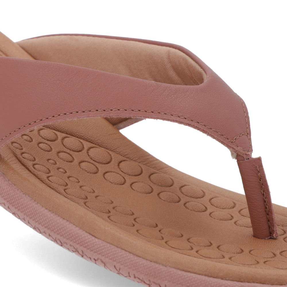 Chinelo Básico Couro Rosa Liso Marrom 4