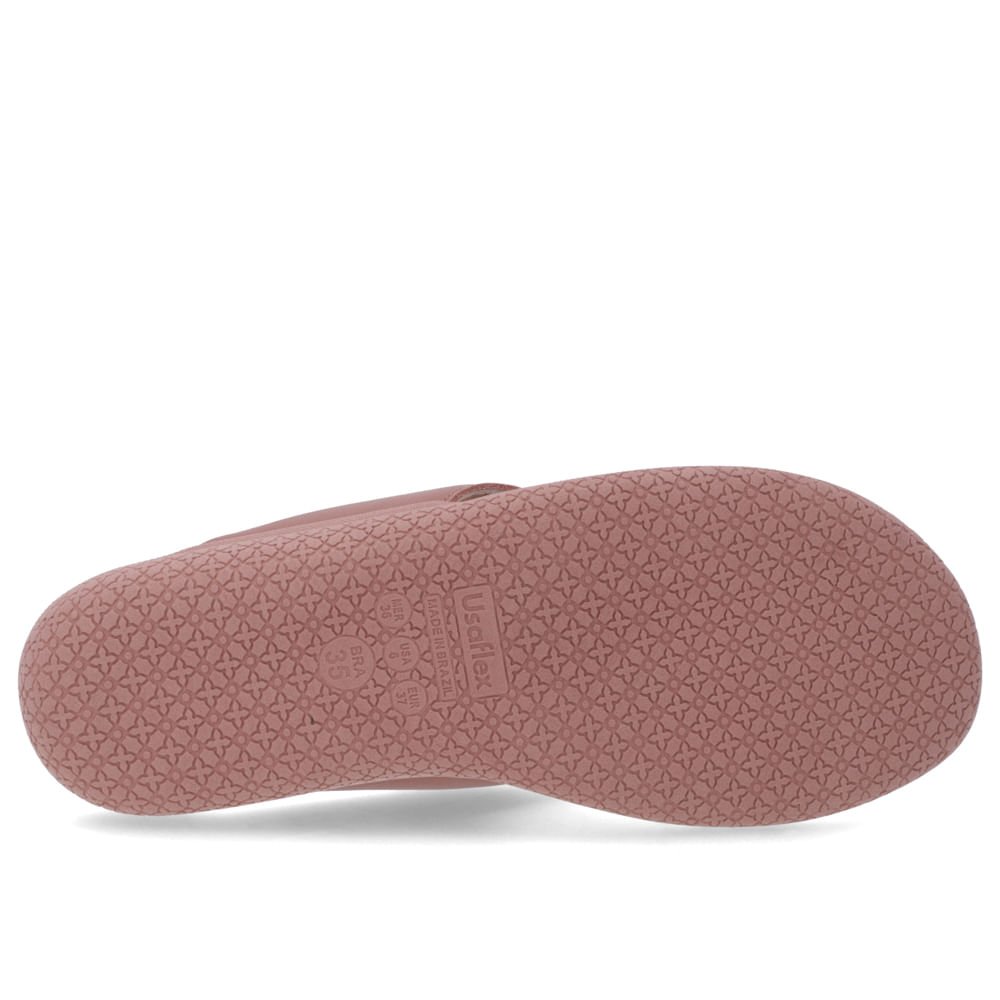 Chinelo Básico Couro Rosa Liso Marrom 5