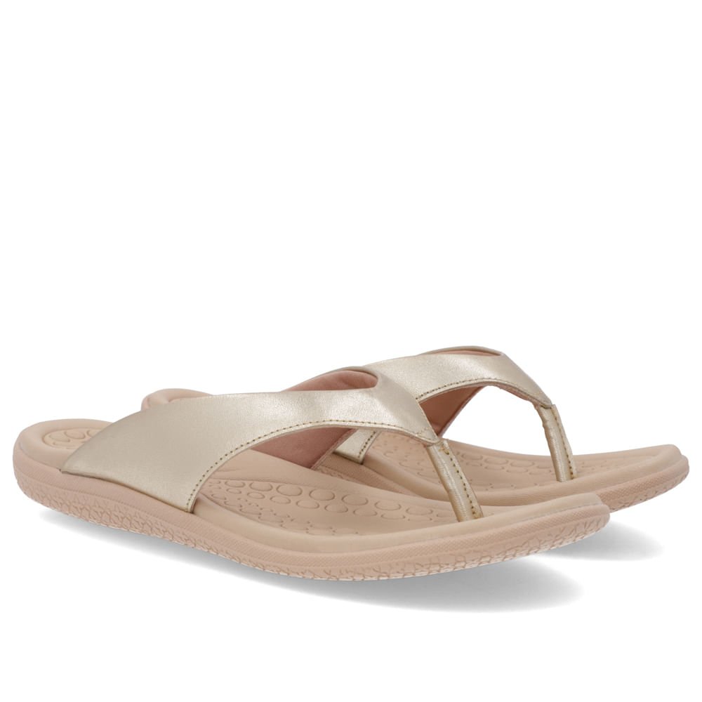 Chinelo Básico Couro Dourado Liso Dourado 2