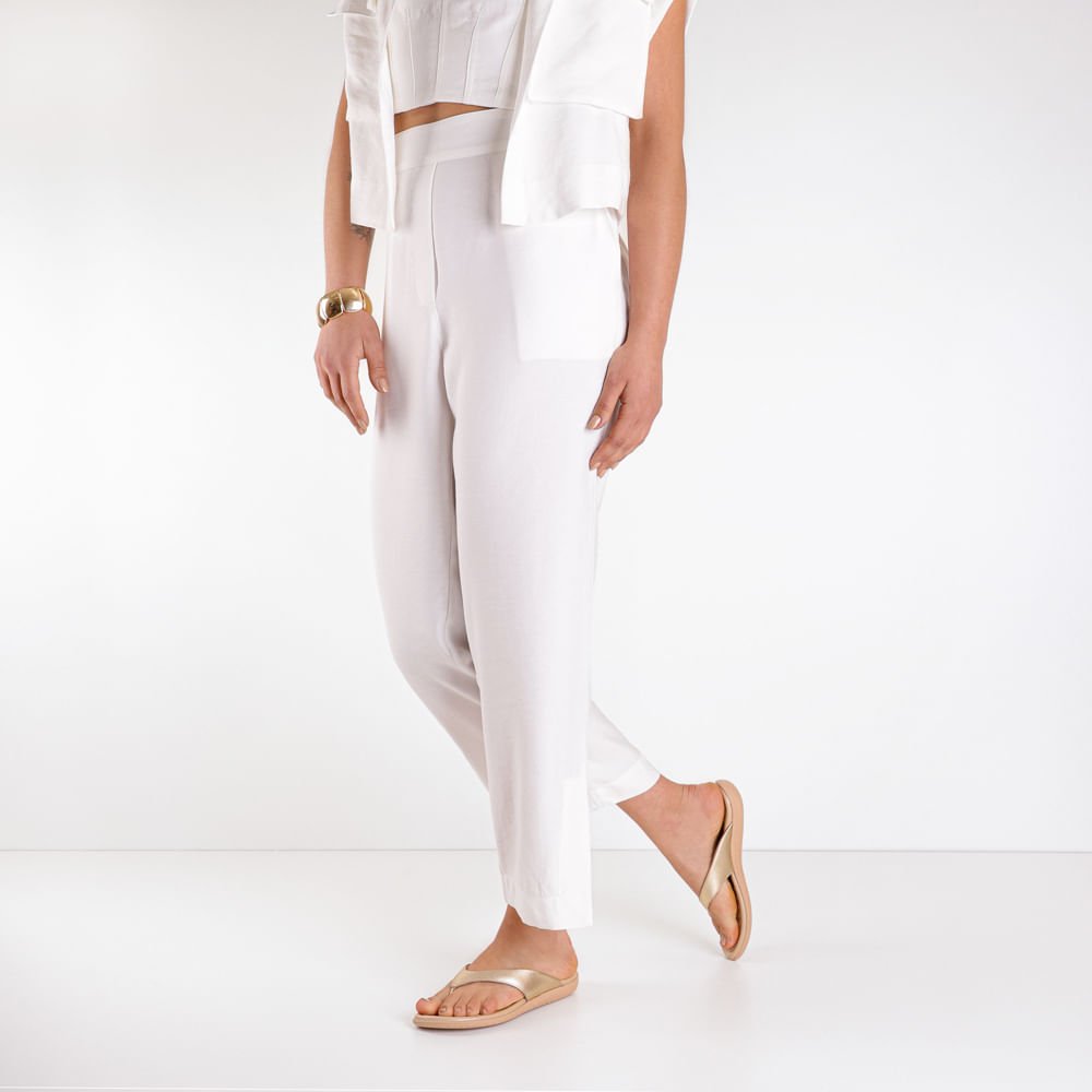 Chinelo Básico Couro Dourado Liso Dourado 4