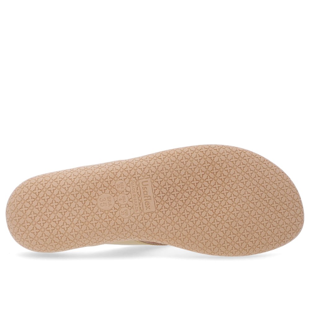 Chinelo Salto Baixo Couro Dourado Enfeite Dourado 5