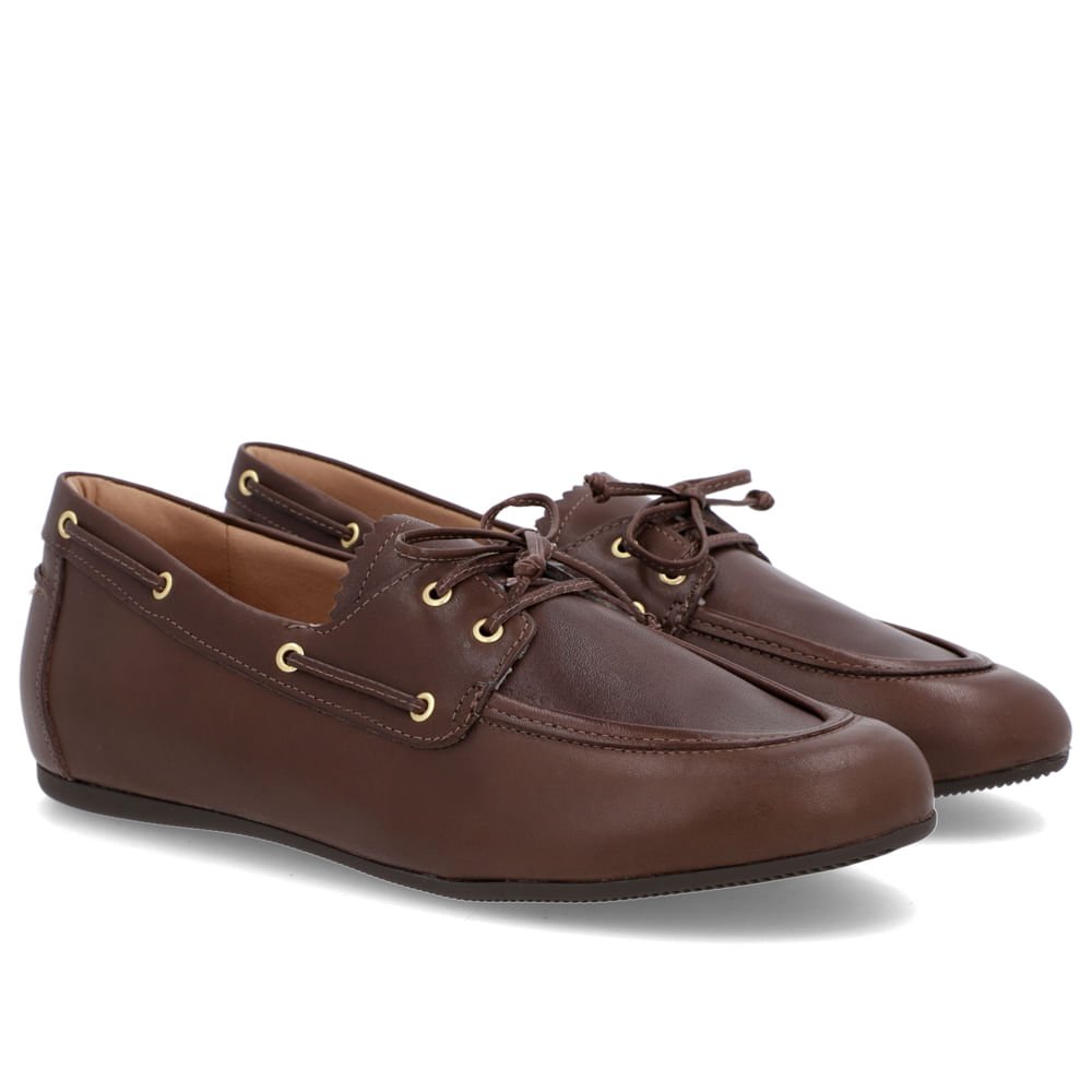 Mocassim Retrô Marrom Chocolate Couro Amarração Marrom 2