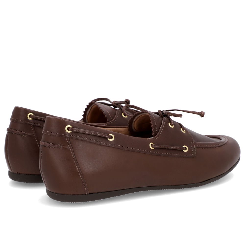 Mocassim Retrô Marrom Chocolate Couro Amarração Marrom 3