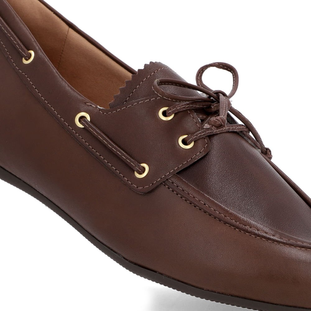 Mocassim Retrô Marrom Chocolate Couro Amarração Marrom 4