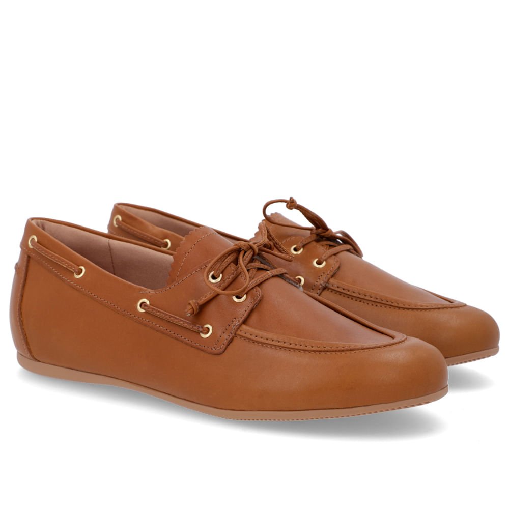 Mocassim Retrô Marrom Tan Couro Amarração Marrom 2