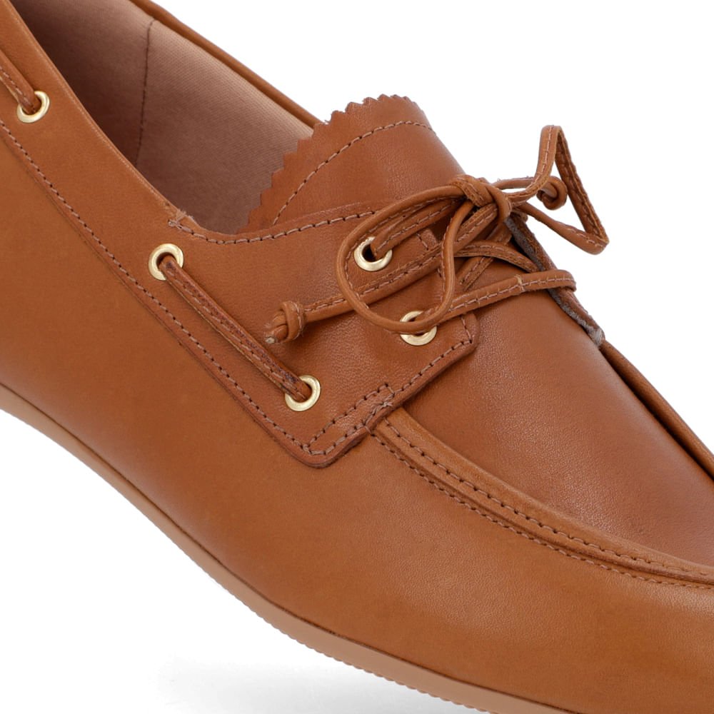 Mocassim Retrô Marrom Tan Couro Amarração Marrom 4