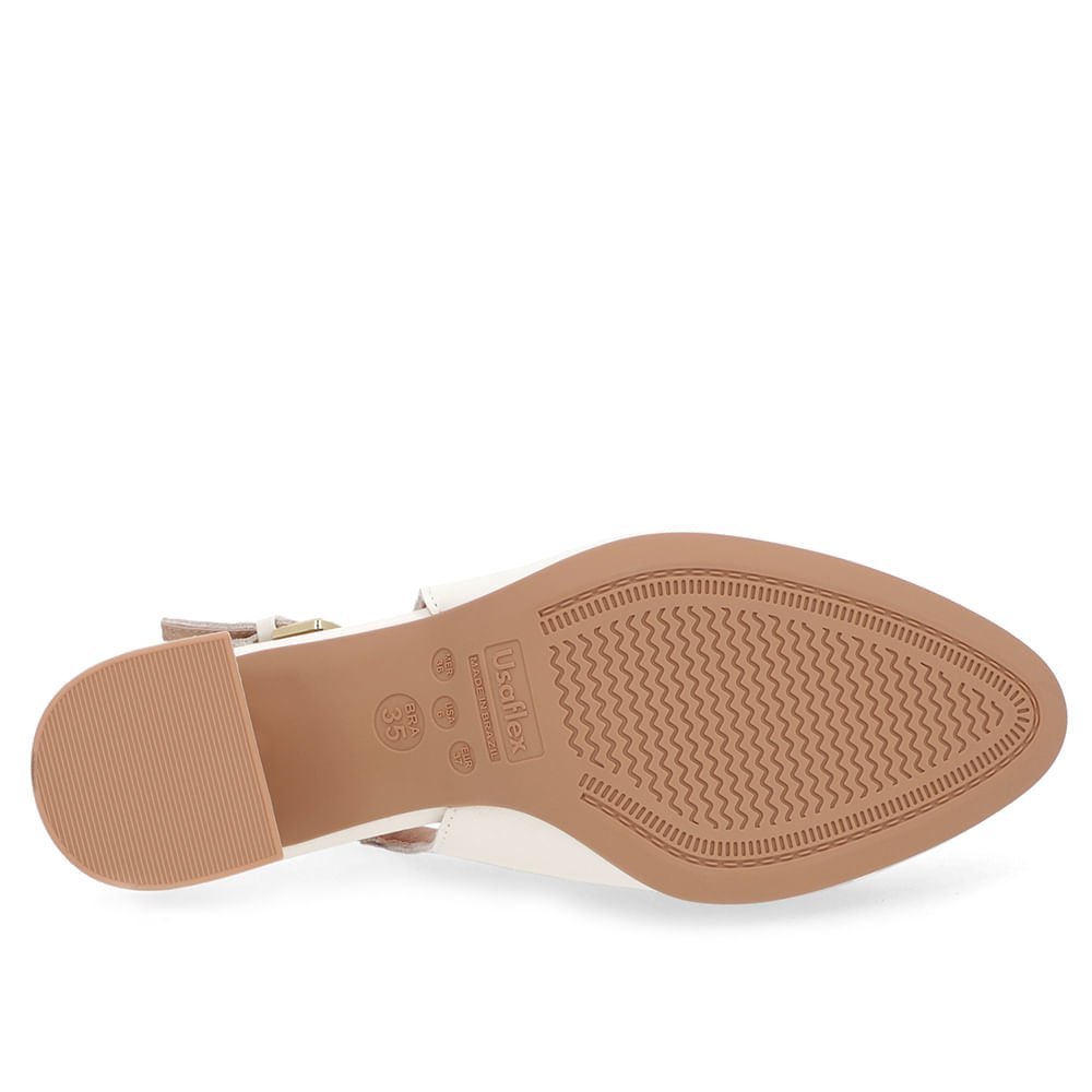 Slingback Branco Marfim Salto Bloco Couro Branco 5