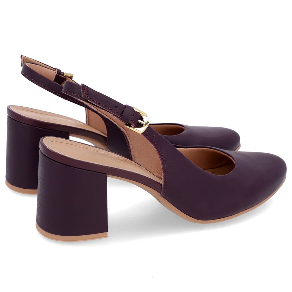 Slingback Roxo Salto Bloco Couro Roxo 3
