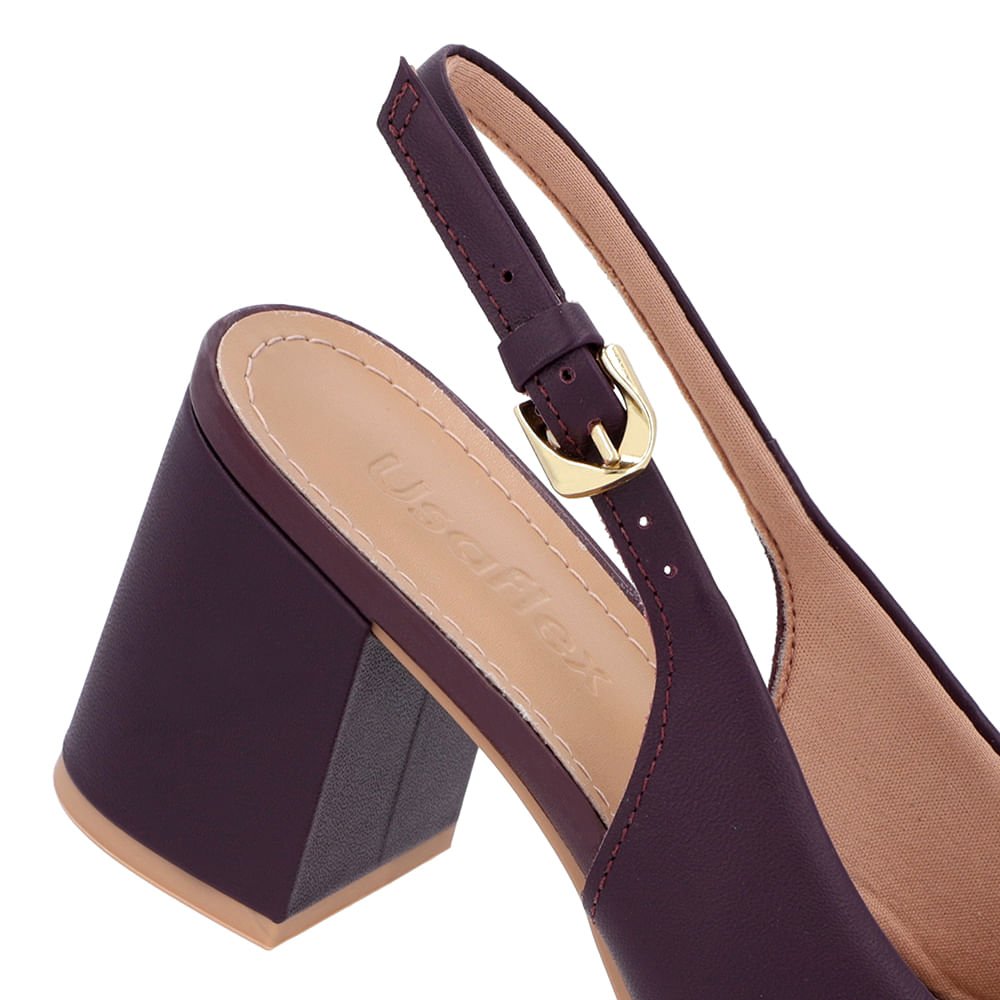 Slingback Roxo Salto Bloco Couro Roxo 4