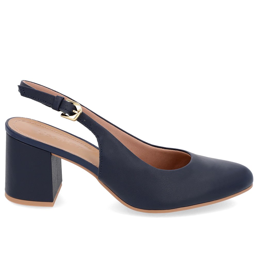 Slingback Azul Salto Bloco Couro Azul 1