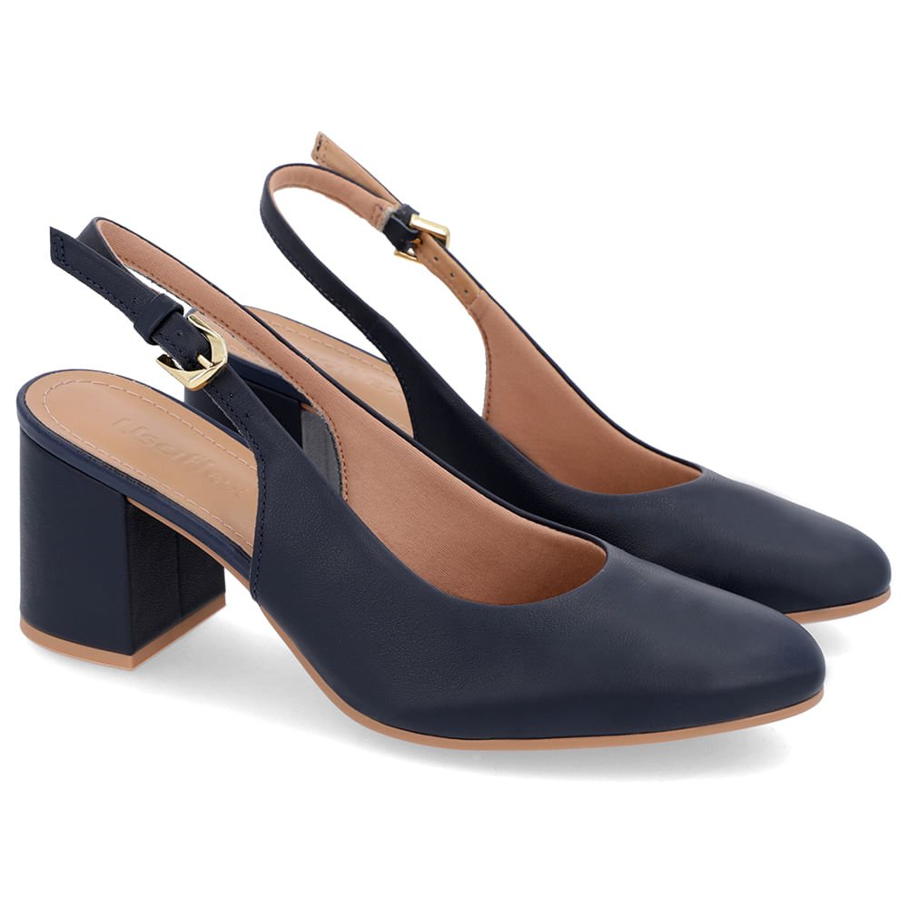 Slingback Azul Salto Bloco Couro Azul 2