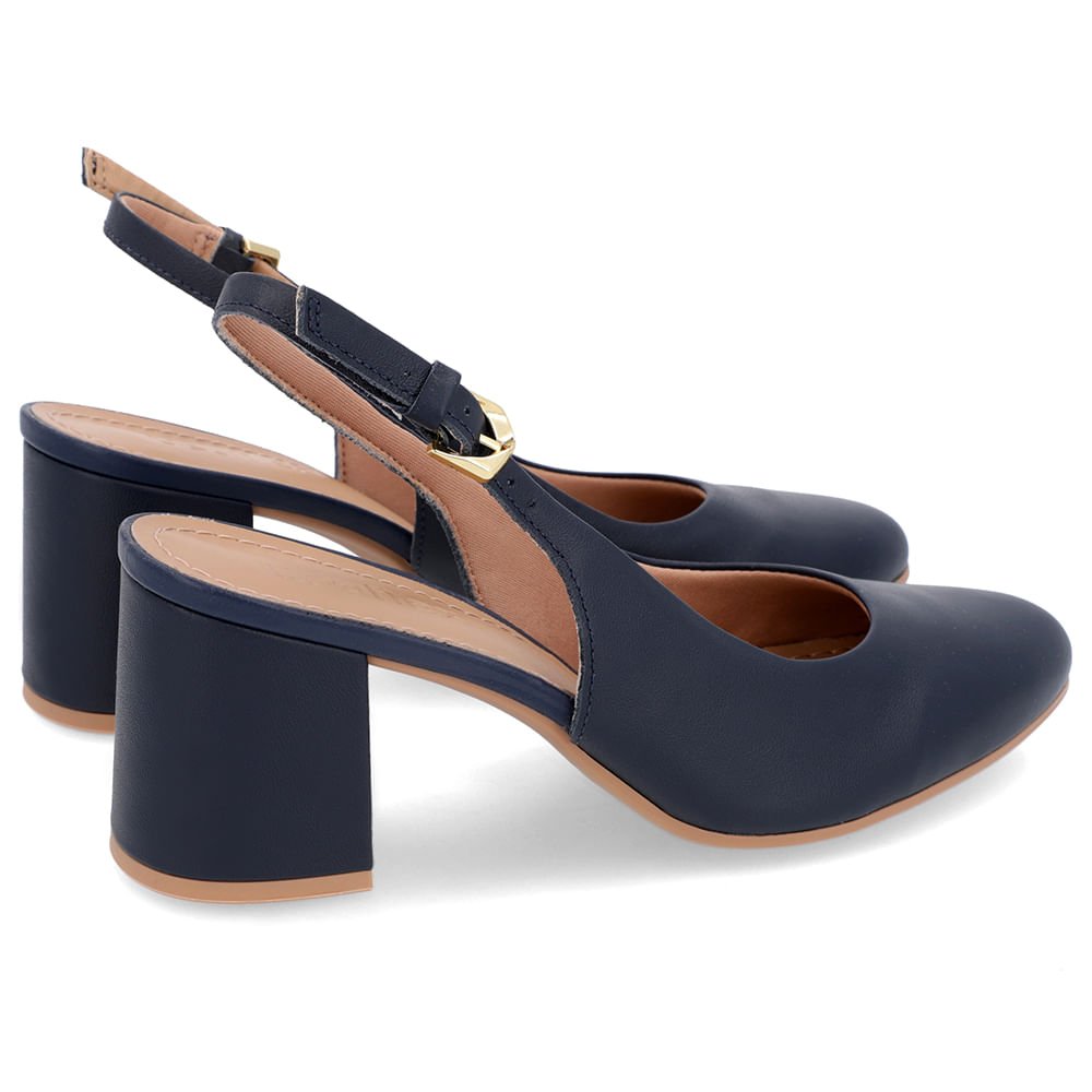 Slingback Azul Salto Bloco Couro Azul 3