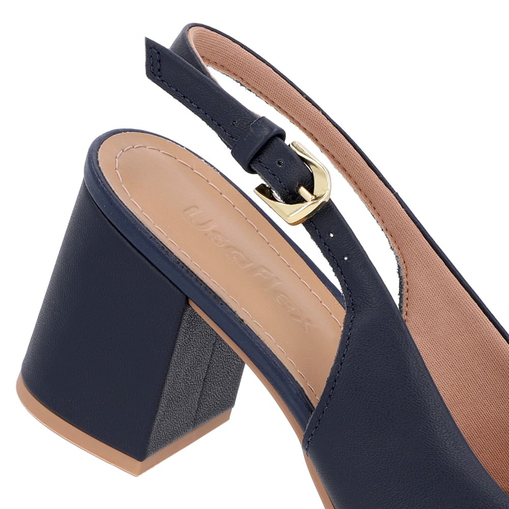 Slingback Azul Salto Bloco Couro Azul 4