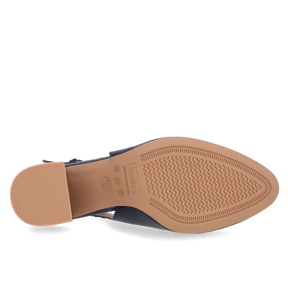 Slingback Azul Salto Bloco Couro Azul 5