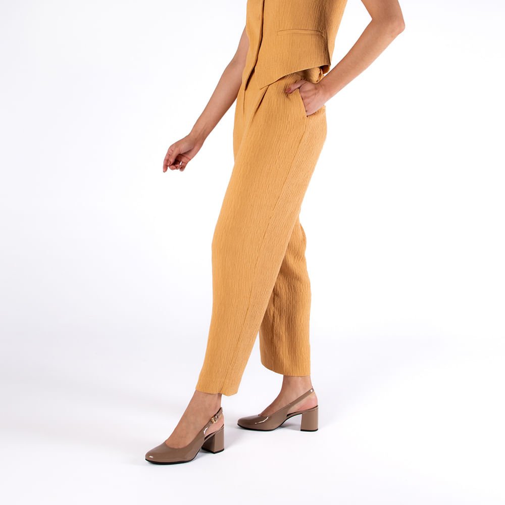 Slingback Marrom Salto Bloco Verniz Marrom 4