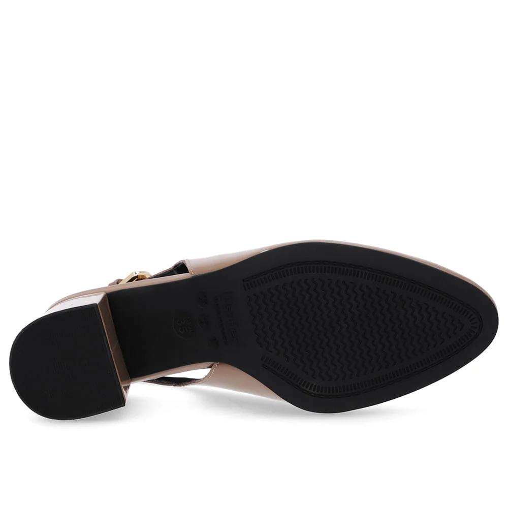 Slingback Marrom Salto Bloco Verniz Marrom 5