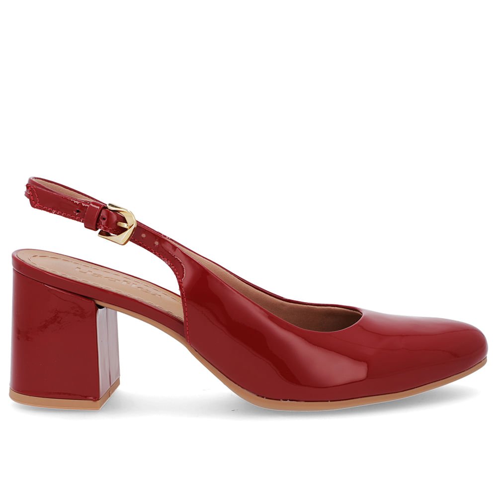Slingback Vermelho Salto Bloco Verniz