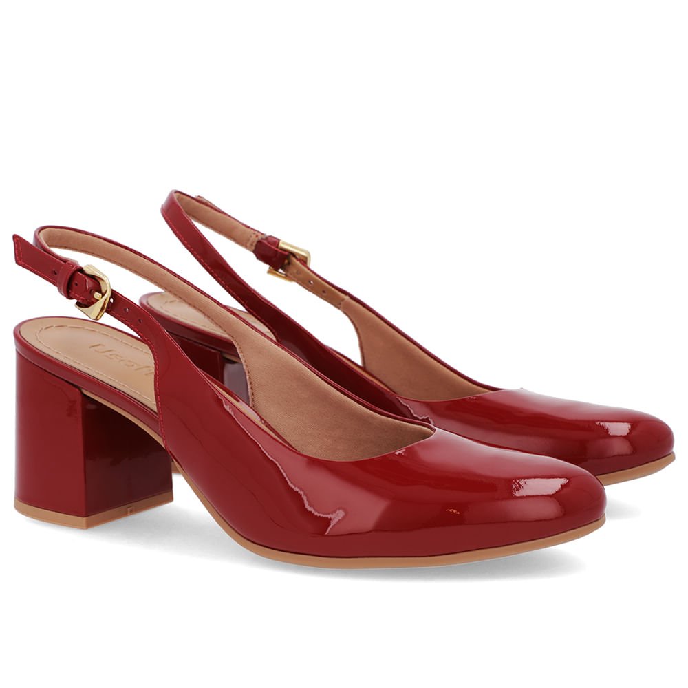 Slingback Vermelho Salto Bloco Verniz Vermelho 2