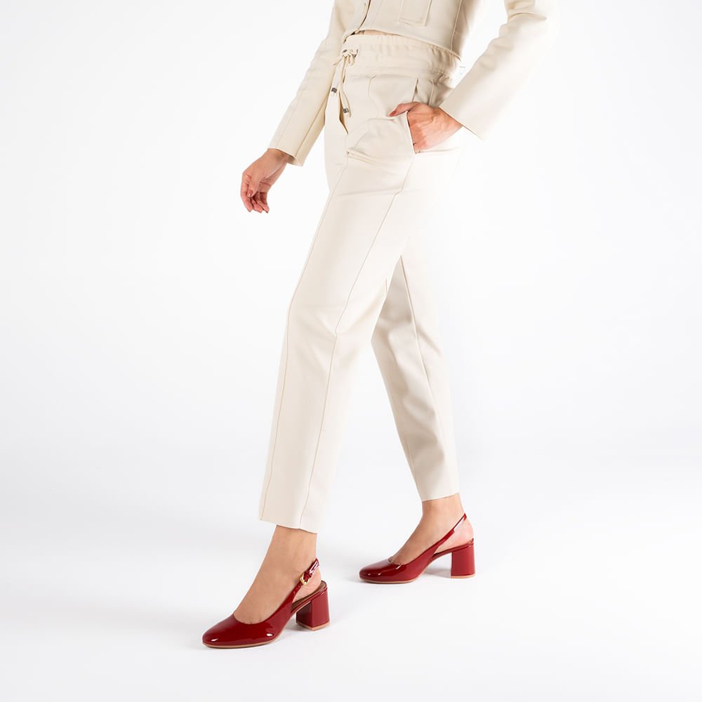 Slingback Vermelho Salto Bloco Verniz Vermelho 4