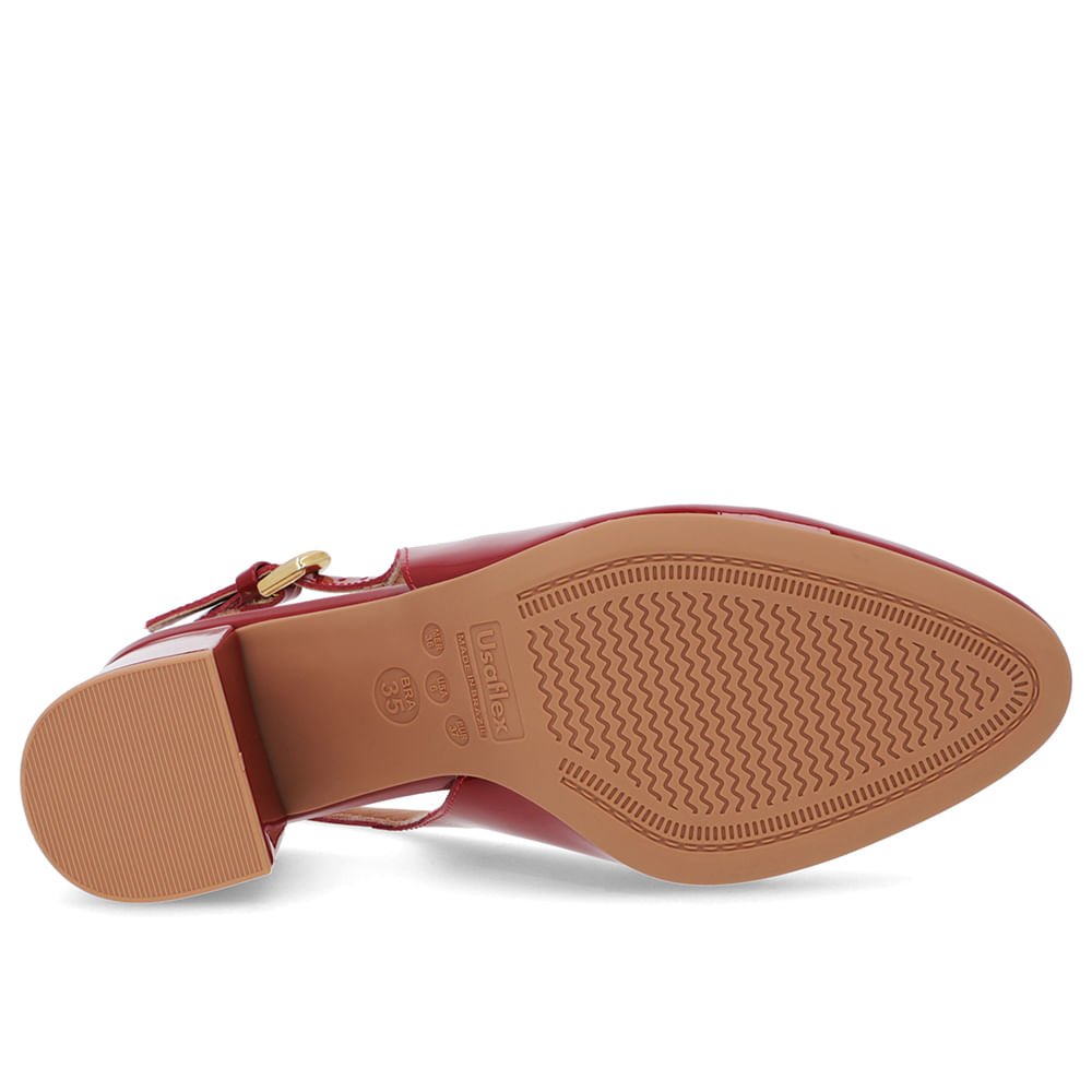Slingback Vermelho Salto Bloco Verniz Vermelho 5