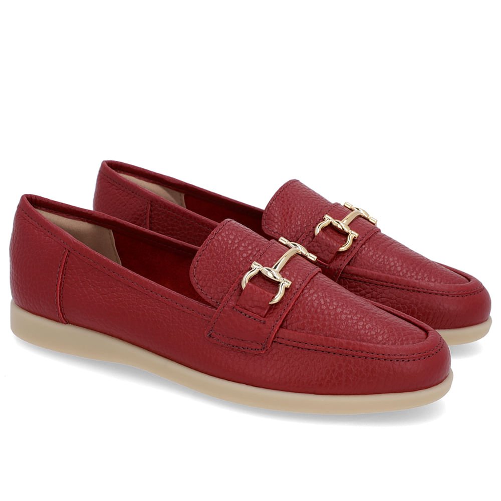 Loafer Urbano Vermelho Couro Bridão Vermelho 3