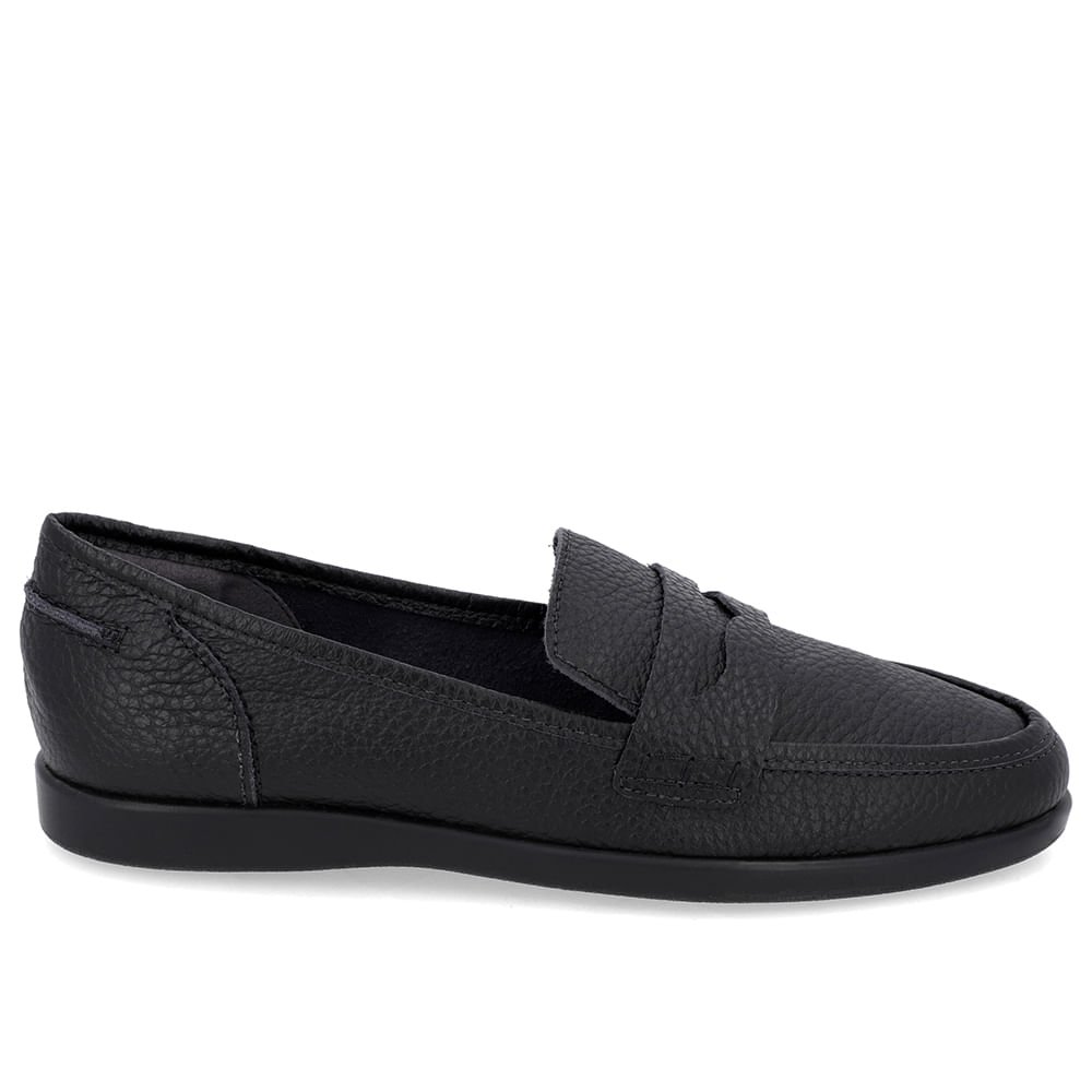 Loafer Casual Preto Couro Tira