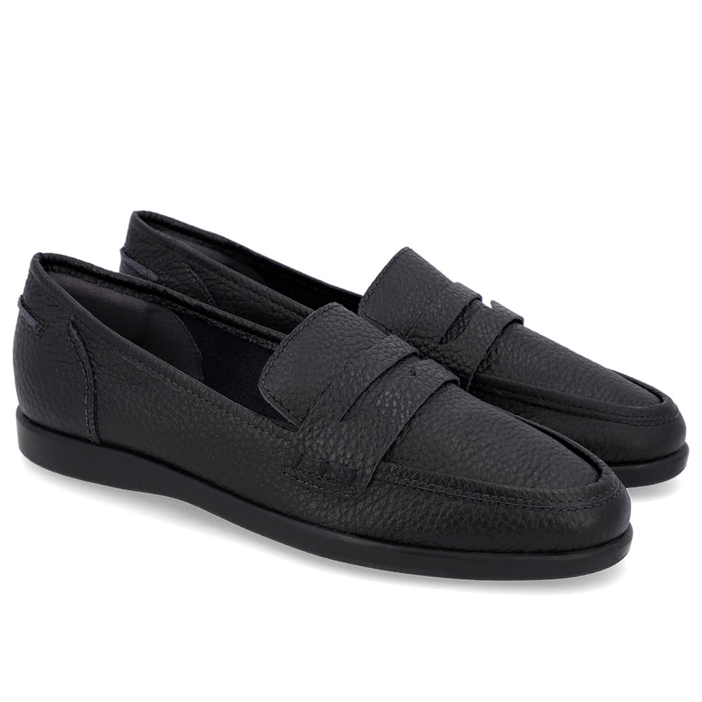 Loafer Casual Preto Couro Tira Preto 2