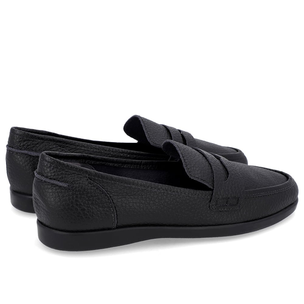 Loafer Casual Preto Couro Tira Preto 3