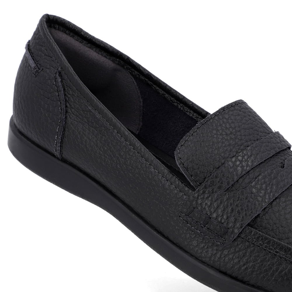 Loafer Casual Preto Couro Tira Preto 4